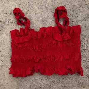 cute red ruffle crop top